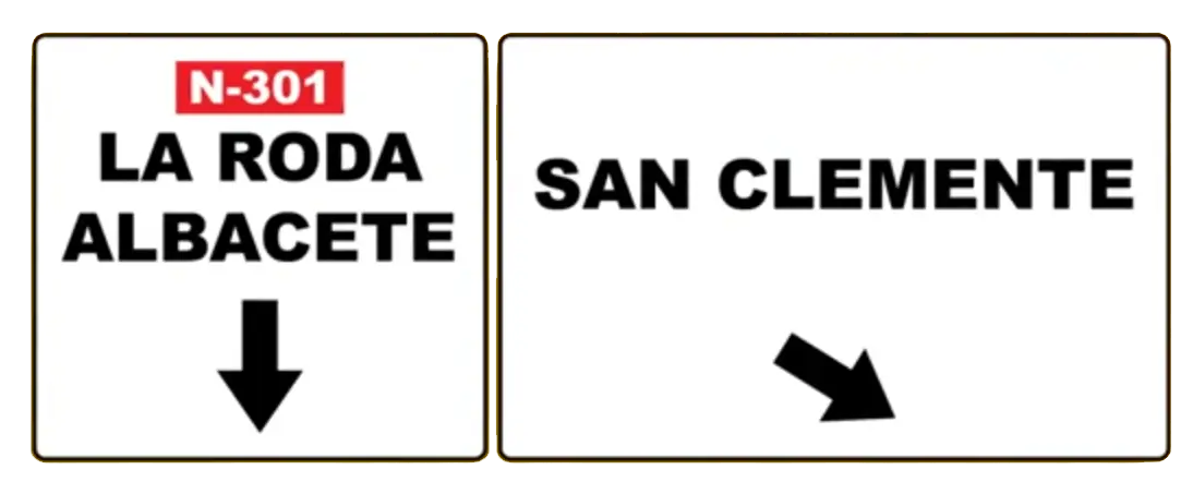 Estas señales, sobre una carretera convencional, indican una salida inmediata hacia